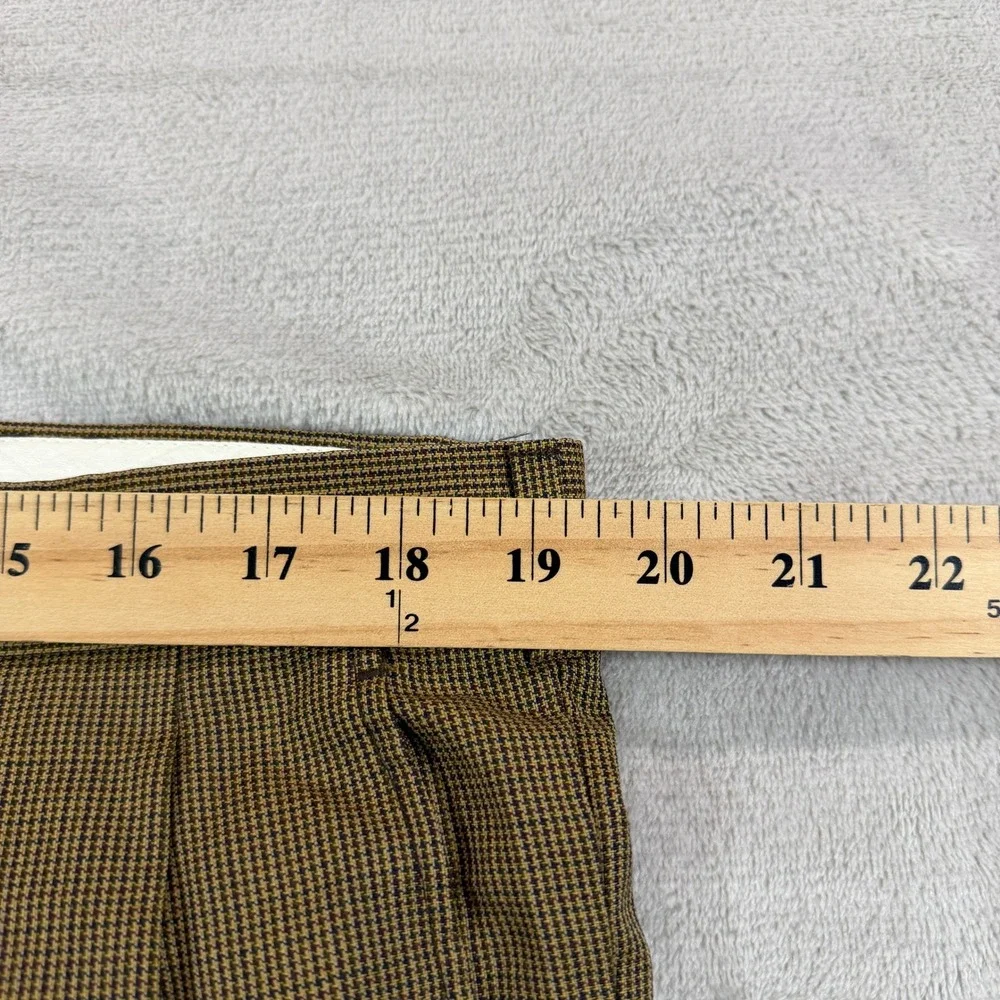 Vintage Hickey Freeman Mens 38x34 Brown Micro Check Pleated Wool Dress Pants EUC